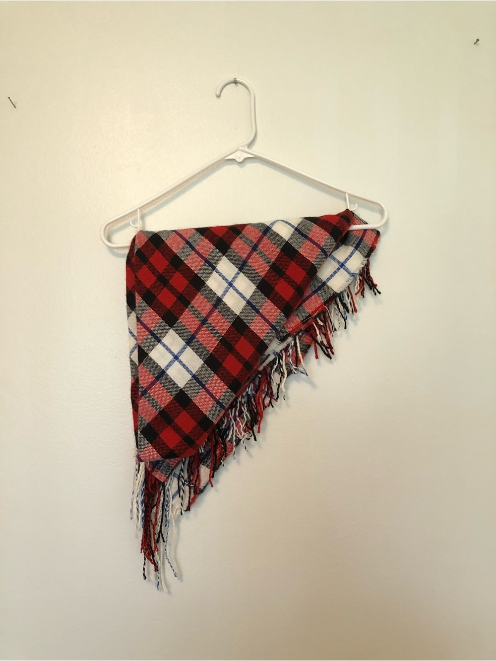 Forever 21 Red Black Plaid Fringed Wrap Scarf